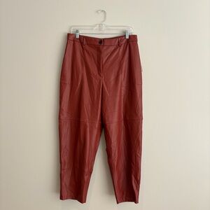 Worthington Brown Pleather High Waist Straight Leg Pants